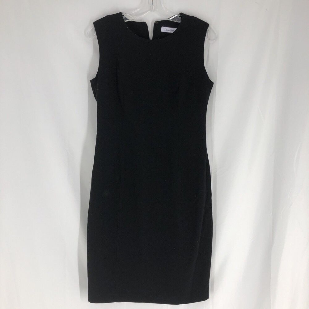 Calvin Klein Women’s Black Solid Round Neck Sleeveless Knee Dress-Size 6